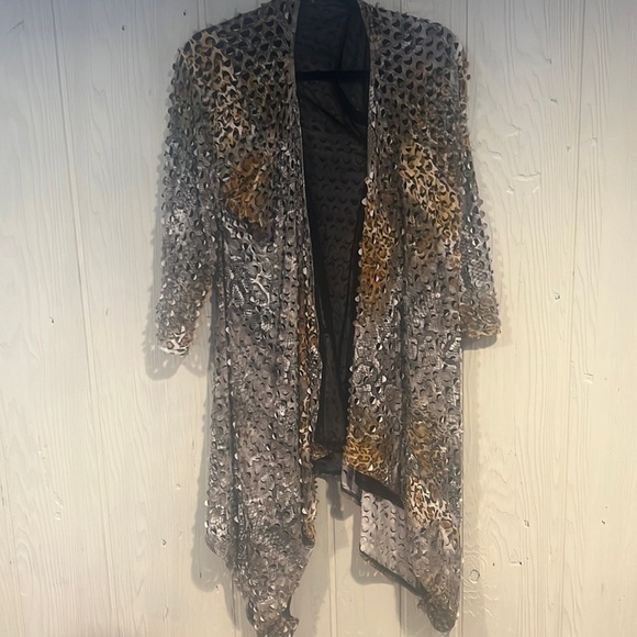 ALBERTO MAKALI 3/4 length sleeve open cardigan size small lined 3D pattern - Picture 1 of 11